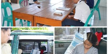 Ujian Susulan siswa MTs di Halaman Kantor Kemenag
