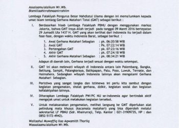 Pengumuman tentang Gerhana Matahari Total